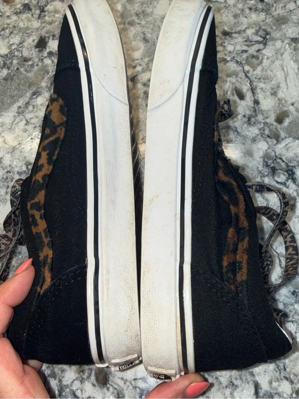 Vans Black Leopard-Accent Canvas Sneakers - Kids size 3